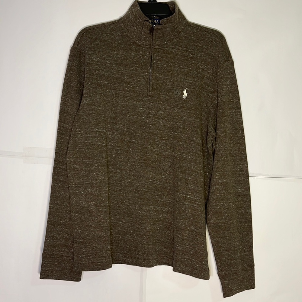 Men’s Polo Ralph Lauren Brown Pullover 1/4 Zip Size Medium